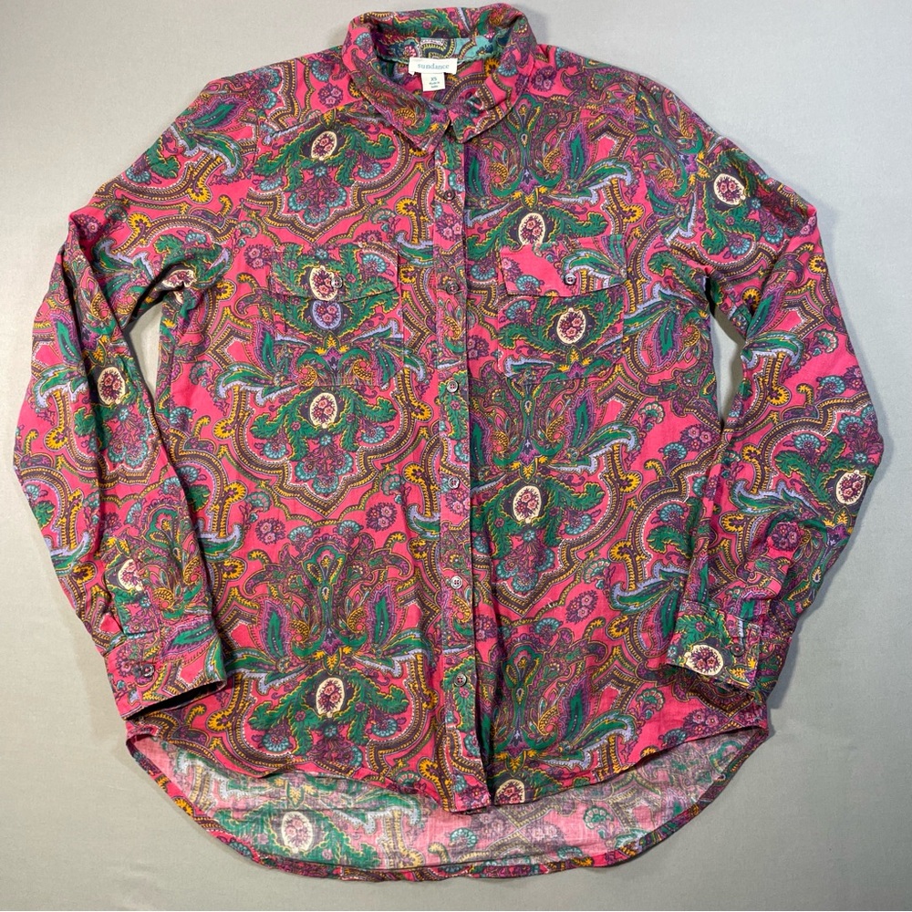 Sundance Paisley Cotton Button-Down Shirt, 100% Cotton - Womens XS
